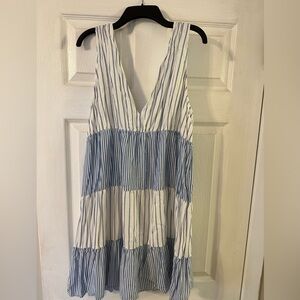 LOFT Blue and White Striped Dress